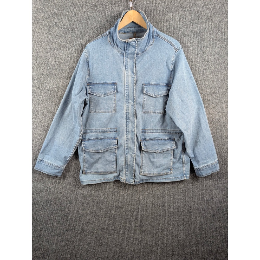 Judy Blue Womens Denim Ranch Coat Light Wash Chore Barn Jacket JB752 Large